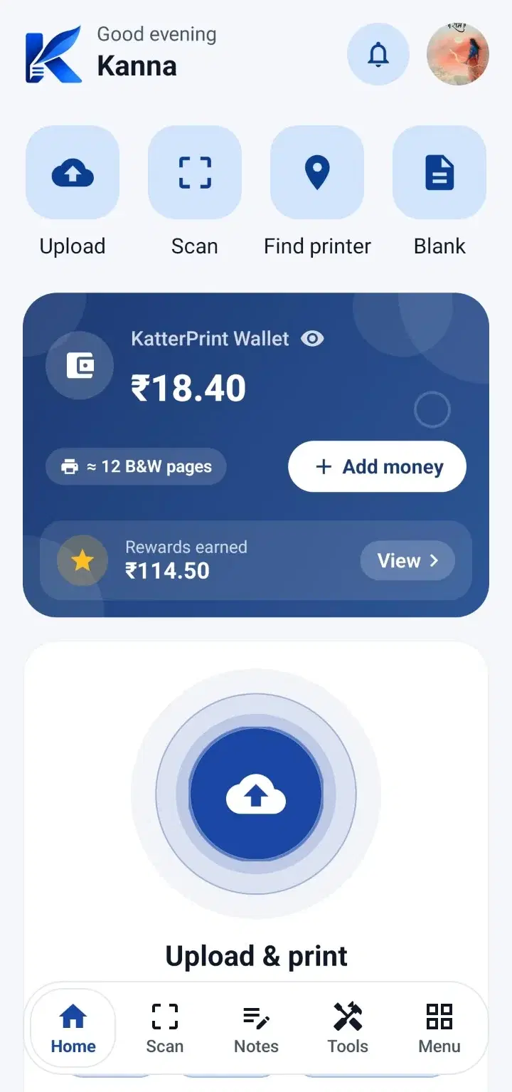 KatterPrint app: Upload your file