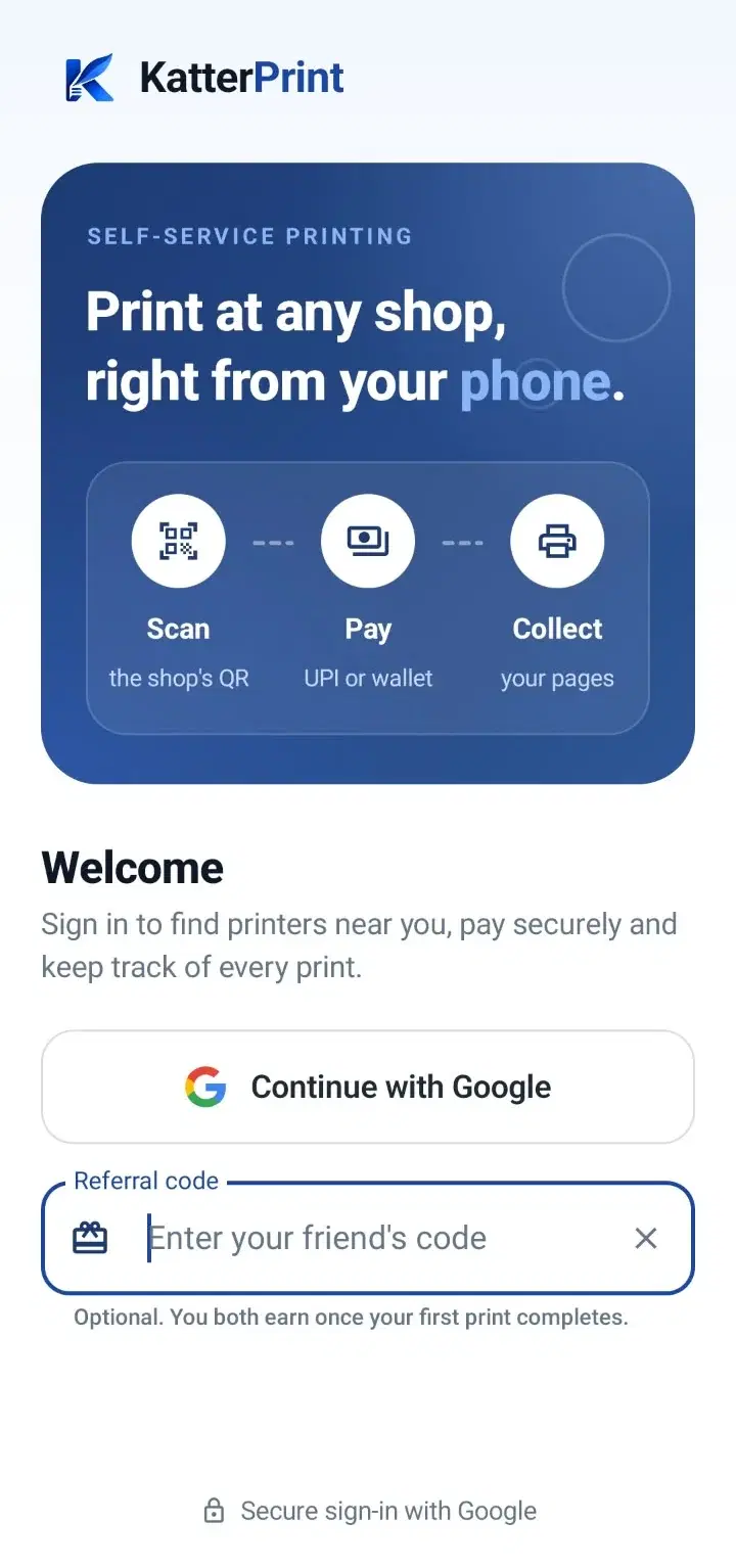 KatterPrint app: Get the app and sign in
