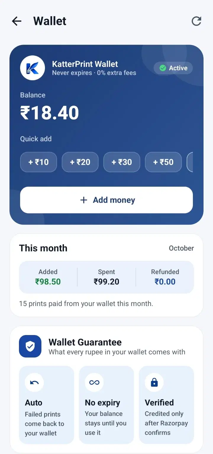 KatterPrint app: Pay for the print