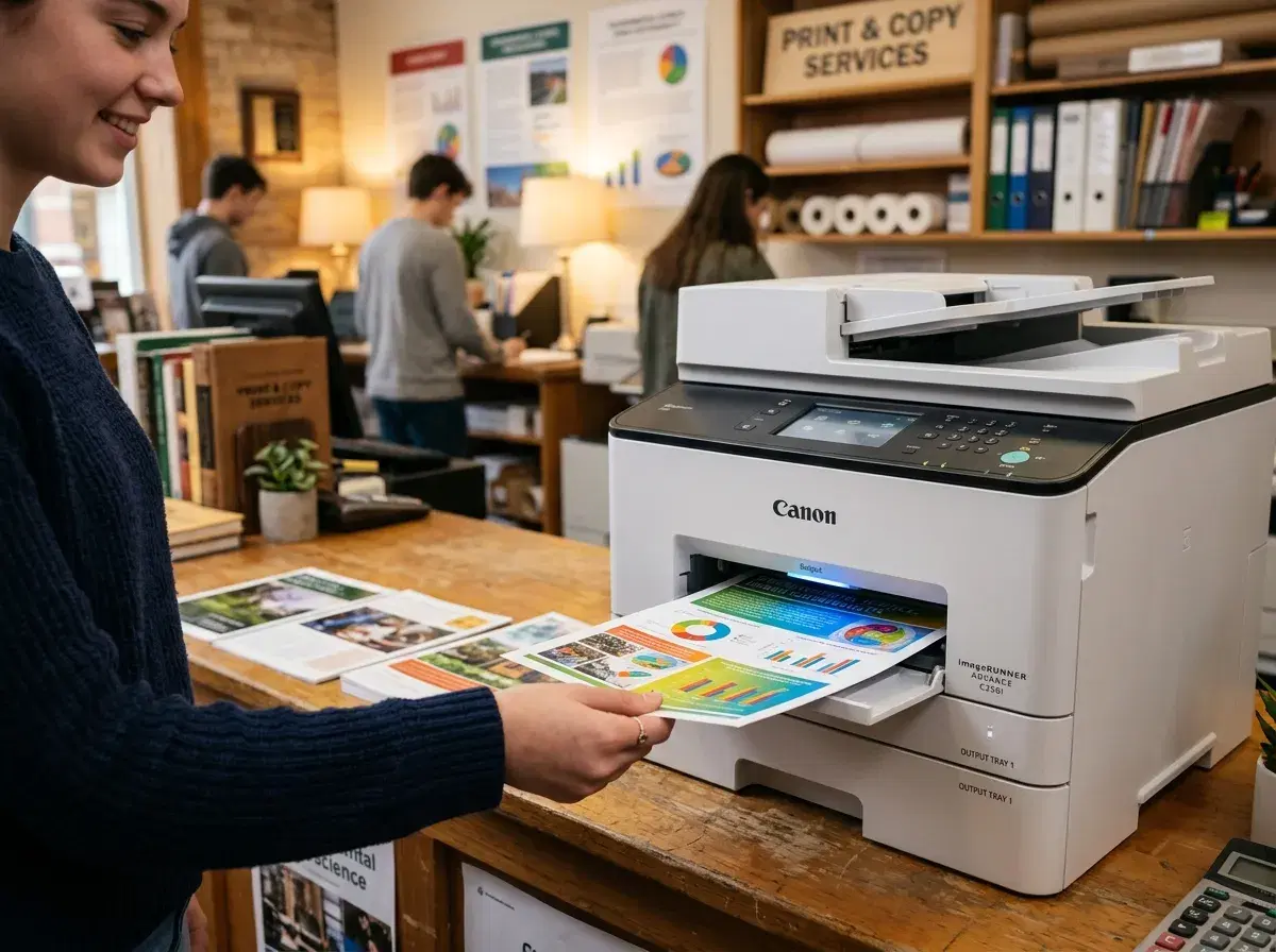 Collecting finished prints from a campus kiosk
